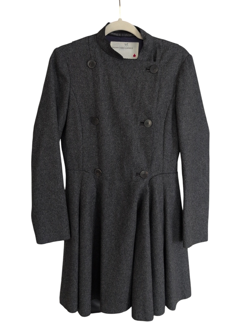Maison Rabih Kayriuz Charcoal Gray Double-Breasted Wool Coat